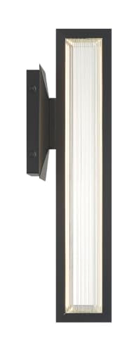 Eurofase Aelin 1-Light LED Outdoor Wall Sconce – 18" Matte Black Modern Exterior Wall Light, Clear Crystal Shade, Wet-Rated for Porch, Patio & Entryway
