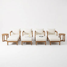 Christopher Knight Home Oida Acacia Wood Chaise Lounge Chair Outdoor Set of 4 with Coffee Table, Set of 4 Patio Chaise Lounge with Cushion, Outdoor Sun Lounger with Side Table Set, Teak+Beige