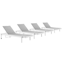 Modway Charleston Set Four Chaise Lounge Chairs White Gray