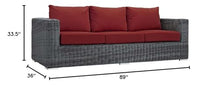 Modway Summon Wicker Rattan Outdoor Patio Sunbrella Sofa in Canvas Red