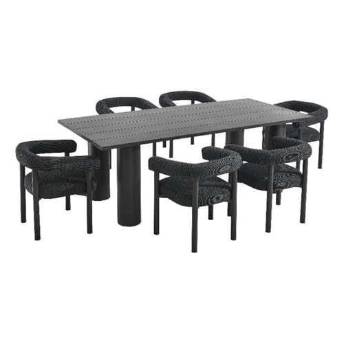 Modway Nautica 7-Piece Outdoor Rectangular Dining Set Charcoal Graphite