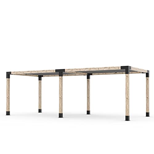 TOJAGRID Double Pergola Kit with 2 Shade Sails for 6x6 Wood Posts Graphite