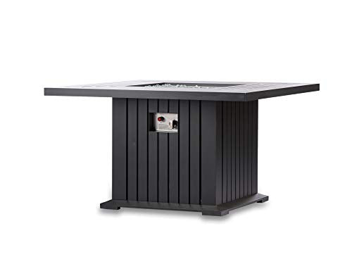 EV Fires 43" Classic Black Square Outdoor Propane Fire Pit Table, Easy to Operate Electrical Ignition - Fire Glass, Lid, and Cover Included
