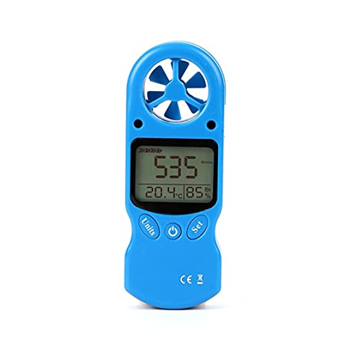 Mini Digital Anemometer Thermometer Windmeters Hand-Held LCD Wind Speed Temperature Humidity Meter with Hygrometer(Blue)