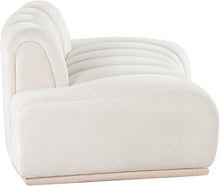 Meridian Furniture 44093Cream-L Jace Collection Art Deco Loveseat with Ultra Luxe Cream 460 GSM Velvet, Natural Finish Rubberwood Base, Eucalyptus Wood Frame, Tufting, 78.5" W x 38.5" D x 28" H, Cream