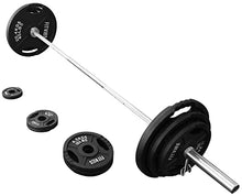 Signature Fitness Cast Iron Olympic 2-Inch Weight Plates + 7FT Olympic Barbell 300LB Set with Barbell