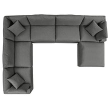 Modway EEI-5591-CHA Commix 7-Piece Outdoor Patio Sectional Sofa, Charcoal