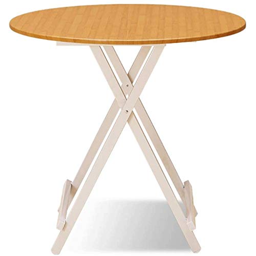 MVUYO Folding Table，Patio Round Folding Bistro Table,Outdoor Portable Dining Table, Wooden Footing Frame(D)