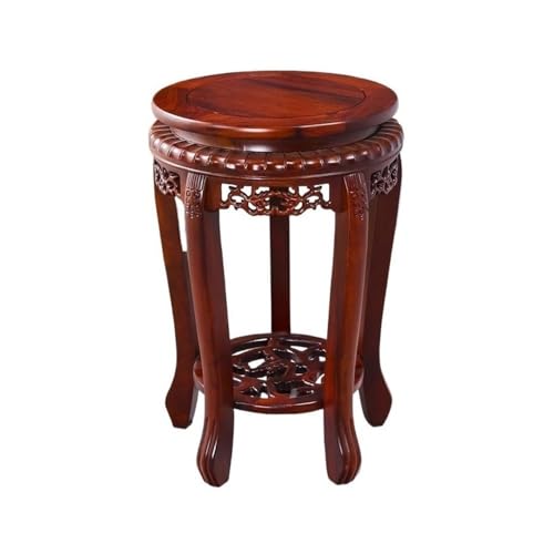LUYOUBOZHU Vase Stand Sculpture Display Stool Stand, Base for Bonsai and Flower Pots Round Rosewood Pedestal