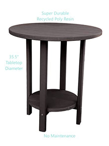 Phat Tommy Adirondack Bar Set - Outdoor Bar Set - Tall Bistro Table and Chairs, Set of 2 - Poly Furniture, High Top Seating for Decks and Balconies - HDPE Outdoor Furniture, Brown