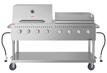 60 in. 8-Burner Commercial Outdoor Propane Gas Grill with 30 in. Roll Dome Cover and 30 in. Griddle in Stainless-Steel, ETL Listed (CGKIT6-D30G30)