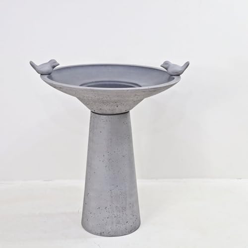 Calla IntelliSolar Light Cement Birdbath - Gray