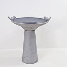 Calla IntelliSolar Light Cement Birdbath - Gray