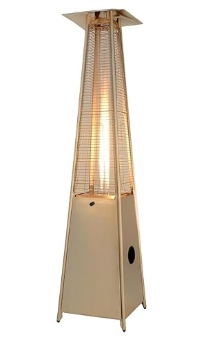 91" Tall Glass Tube Outdoor Patio Heater, 49000BTU, Stainless Steel, Wheels Included, Regulator and Hose Included