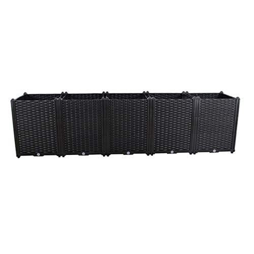 Hershii Plastic Raised Garden Bed Planter Kit DIY Indoor Outdoor Rectangular Vegetable Herb Flowers Planting Extra Deep Container Box Gardening Decoration Gift for Patios, Lawn, Yard, Porch - Black