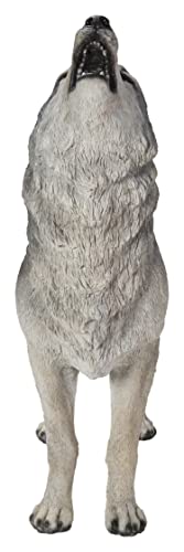 Standing Howling Grey Wolf Statue