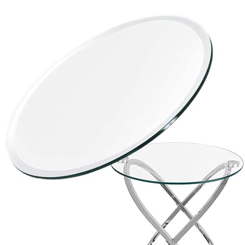 Pealihuy Transparent Tempered Glass Round Table Top Round Glass Table Tops Coffee Table - 20in 30in 40in for Indoor Outdoors Table Top, 9mm Thick Solid Glass(100cm(40 in))
