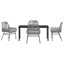 FUDUGEHMIOFWFJJ Grey Poly Rattan Garden Dining Set 5 Pcs with Cushions, Outdoor Patio Furniture Set for 4 Person, Modern All Weather Rattan Table and Chairs with Tempered Glass Top, Easy Assembly
