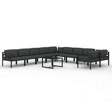 LKJephalotrope 11 Piece Patio Lounge Set, Aluminum Outdoor Sectional Sofa with Cushions, Modular Garden Furniture Set for Backyard, Deck and Porch, Anthracite