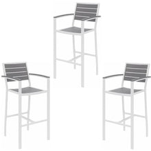Home Square 3 Piece Aluminum Patio Bar Stool Set Gray and White