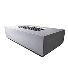 Vivid Heat - 60" Premium Mesa 2 Concrete Fire Bowl Heavy Cement Rectangle Propane Gas Fire Pit - Fire Table, Key Valve GFRC (Beige)