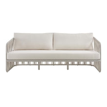 Armen Living Breeze 78 in. Cream Metal Outdoor Sofa with Pearl Cushions
