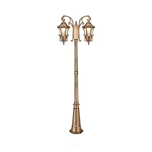 Post Lights Outdoor E27 Double Head 2.1M Retro Exterior Post Lantern Beveled Clear Glass High Pole Street Light Courtyard Waterproof Post Lighting Traditional Outdoor Landscape Post Light Pillar