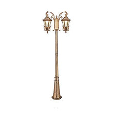 Post Lights Outdoor E27 Double Head 2.1M Retro Exterior Post Lantern Beveled Clear Glass High Pole Street Light Courtyard Waterproof Post Lighting Traditional Outdoor Landscape Post Light Pillar