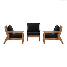 Costaelm Portsmouth Outdoor Patio HDPE Sectional Sofa with Deep Seating Patio Cushions, Teak/Black
