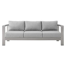 Lounge Sectional Sofa Chair Table Set, Aluminum, Silver Grey Gray, Modern, Outdoor Patio