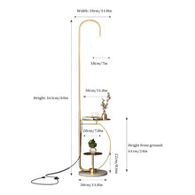 64" Standing Lamp for Bedroom, Industrial Metal Arc Floor Lamp with Tray Table & Marble Base Foot, 3 Color Temperature Adjustable Standing Lamp(Black)