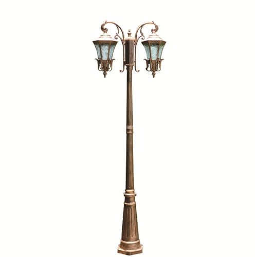 CUTPOIY High Pole Lamp with Striped Glass Shade Post Lighting Street Light for Patio, Garden, Walkway (120.08″)