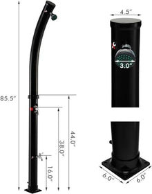 MKLFBY Solar Outdoor Shower with Shower Head and Foot Shower Tap, 2-Section Garden Shower Adjustable Poolside Shower for Backyard Beach Pool Spa