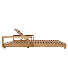 Double Acacia Wood Chaise Lounge, Light Natural Finish 2-Person Outdoor Recliner with 4-Position Adjustable Backrests, 800 LBS Weight Capacity, Wooden Slatted Sunbed for Patio, Poolside & Backyard