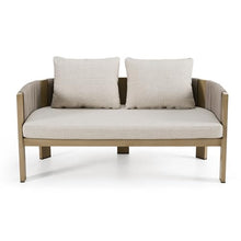 Salvora - Outdoor Beige Fabric & Grey Rope Loveseat