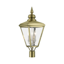 Livex Lighting 27375-01 Adams - 3 Light Large Outdoor Post Top Lantern in Traditional Style-26.75 Inches Tall and 10.63 Inches Wide, Finish Color: Antique Brass/Brushed Nickel