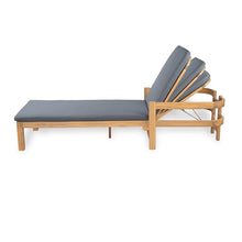 Merax 4-Piece Outdoor Acacia Wood Chaise Lounge with Adjustable Backrest & Water-Resistant Cushion, 4-Position Patio Recliner for Poolside & Lawn, Gray
