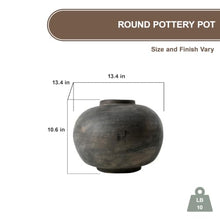 Artissance Earthy Gray Round Pottery Pot, 13.4 Inch Long