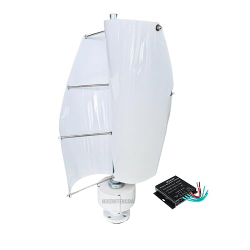 HUIZHITENGDA 400W Wind Turbine,12V 24V 48V Low Speed Spiral Wind Power Generator with Charge Controller 2 Blades for Wind and Solar Power Generation(White),12v
