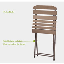 JIQHOHX 2/3 PCS Patio Folding Furniture Set, Sofa Coffee Table, Steel Frame Garden Table, Plastic Wood Slats Chair, Outdoor Table for Porch, Backyar