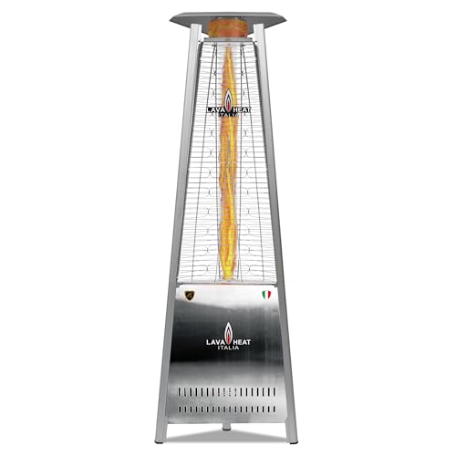 Lava CAPRI A-LINE 42000 BTU Portable Pyramid Patio Heater - 4.75" Glass Tube - 304 Stainless Steel - Triple Protection System (Propane, Stainless Steel)