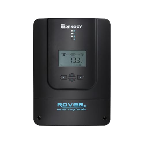 Renogy Charge Controller-Rover 60A MPPT 12V/24V/36V/48V Auto-Detect LCD Display | 99.9% Efficiency for Gel/Flooded/Lithium Batteries | Dual-Peak Tracking & Modbus Support (60A 12V/24V/36V/48V)