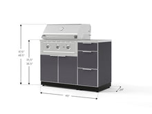 NewAge Products Classic Series 4PC Aluminum Slate Gray Modular Outdoor Kitchen Grill Island with 33" Performance Grill LP - 24"D x 49"W x 48.5"H