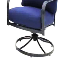 Four Seasons Courtyard Brookfield 3 Piece Deep Seating Outside Furniture Set of 2 Swivel Rocker Patio Chairs, Olefin Cushions, and Tile Table, Navy