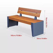 clould fitness Park Bench Leisure Seat Outdoor Rest Bench with Backrest Square Community Solid Wood Park Chair Outdoor Benches