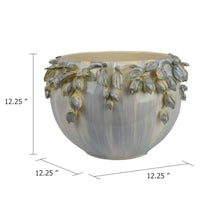 Hassyee Decorative Bowl Planter with Floral Garland Rim for Lawn, Living Room, Poolside, Outdoor Flower Pot with Classic Interiors for Growing Flowers, Plants, Herbs