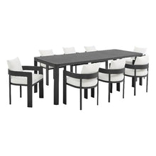 Modway Tahoe Aluminum 9-Piece Patio Dining Set in Gray White