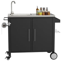 Spollowe Outdoor Grill Cart with Sink 304 Stainless Steel Table