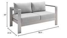 Modway EEI-4226-SLV-GRY Shore EEI-4226-SLV-GRYShore Sunbrella Patio Loveseat in Silver Gray