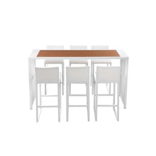 Afuera Living 7-Piece Modern Aluminum Patio Bar Set White